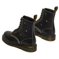 The Dr. Martens Women's 1460 Pascal Flower Black Grizzly Leather Boot features embossed floral patterns, yellow stitching, thick translucent soles, and branded back pull tabs, inspired by the classic 1460 Flower design., 52216, 190665781137, 190665781144, 190665781151, 190665781175, 190665781182, 52222