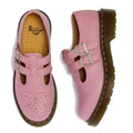 The Dr Martens 8065 2 Strap Mary Jane Shoe in Dusky Rose Pink features soft Virginia leather, double buckled straps, a perforated toe, and chunky black soles with iconic yellow stitching., 50241, 50242, 50243, 50244, 50245, 50246, 50247, 50241, 190665781861, 190665781878, 190665781892, 50245, 50246, 50247