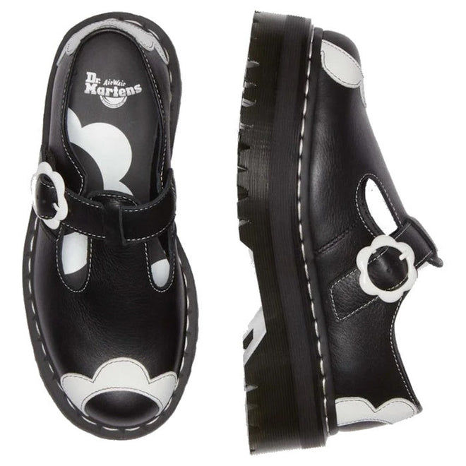 Dr Martens Bethan T-Bar Optical White Flower Black