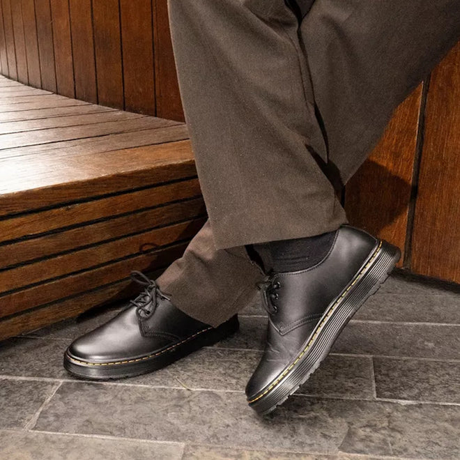 Dr Martens Brookline Dark Black Lusso Leather Shoe