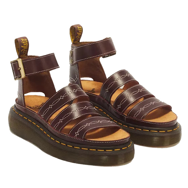 Dr Martens Clarissa II Desert Rodeo Quad Platform Sandal Dark Brown