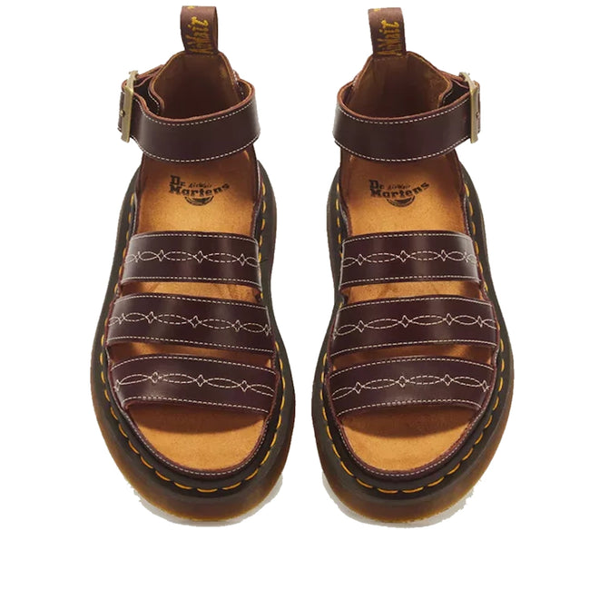 Dr Martens Clarissa II Desert Rodeo Quad Platform Sandal Dark Brown