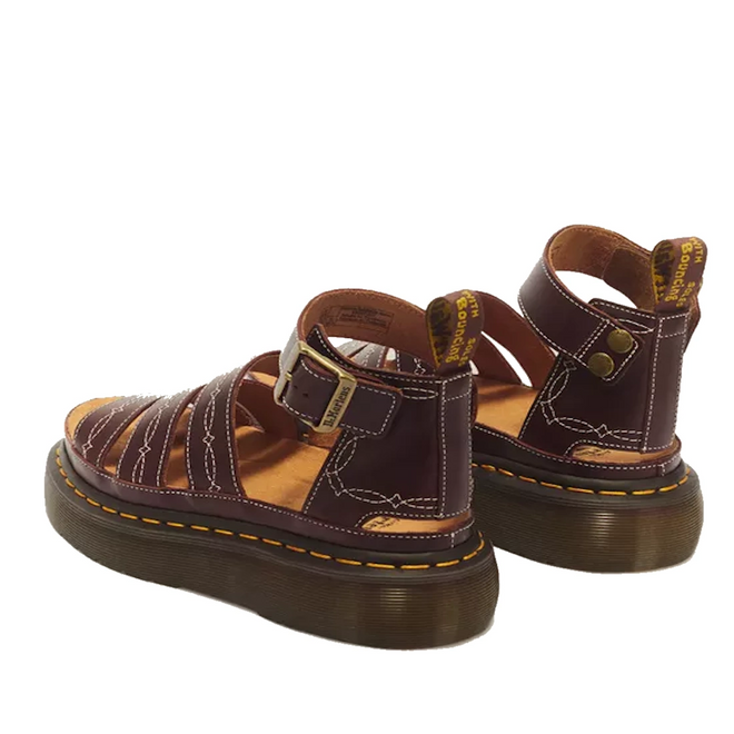 Dr Martens Clarissa II Desert Rodeo Quad Platform Sandal Dark Brown