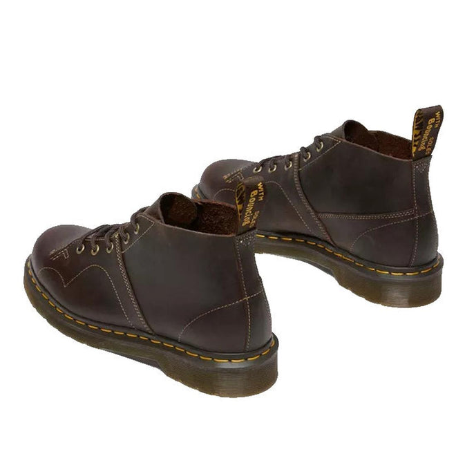 heel view of dr martens church monkey boot showing stitching on the side of the boot and classic yellowing stitching around the heel and heel tab on the heel.,
190665703580,
190665703597,
190665703610,
190665703627,
190665703634,
190665703658,, 44507, 190665703580, 190665703597, 190665703610, 190665703627, 190665703634, 190665703658, 44514, 44515