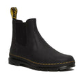 Image of right foot, side on of Dr Martens - Embury Casual Chelsea Boot Black Wyoming Leather Pull On-Foot Forward Shoes