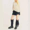 Dr Martens Desert Rodeo Fringe Hi Pull On Boot Black