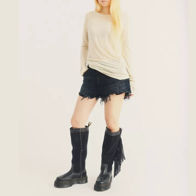 Dr Martens Desert Rodeo Fringe Hi Pull On Boot Black
