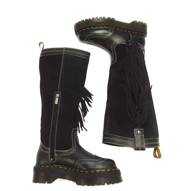 Dr Martens Desert Rodeo Fringe Hi Pull On Boot Black