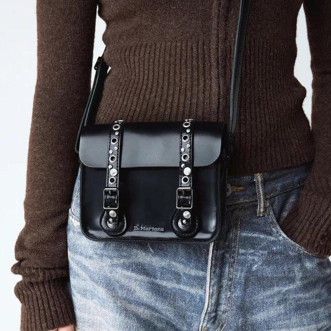 Dr Martens 7 Inch HDW Hardware Leather Cross Body Satchel Black