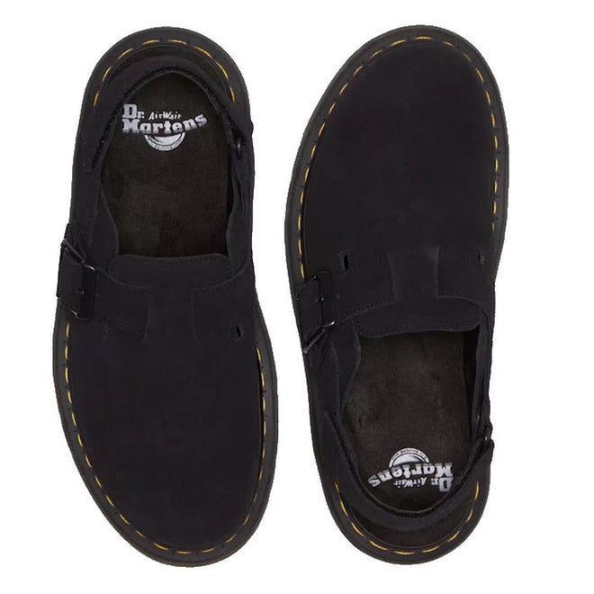Dr Martens - Black Jorge II Black Suede Sling Back Sandal Mules CLEARANCE