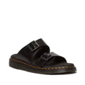 Image of the right foot side on of Dr Martens Josef Slide Sandal Analine Black Leather
