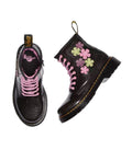 Dr Martens Kids - 1460 J Coated Glitter Black Boot Pink Flowers