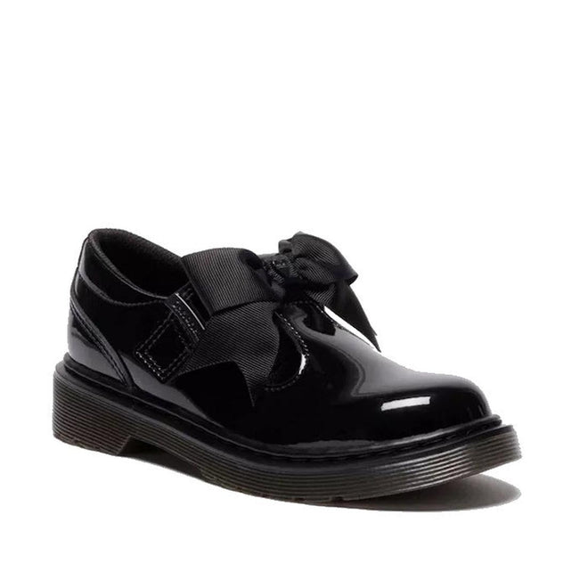 Dr Martens kids Polley II Bow T Bar Junior Black Patent
