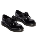 Pair of black DR Martens kids Polley showing the right outer side and front view and the left inner side and front shoes with bows on a white background.,
190665761818,
190665761832,
190665761856,
190665761863,
190665761764,
190665761788,
190665761801,
