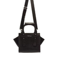 Introducing the Dr Martens Small Keiv Leather Tote Bag in Black—crafted from sleek black Kiev leather, this compact handbag features double handles and an adjustable shoulder strap with patent Lamper accents and side gussets. Subtle stitching details frame the front, finished with a rectangular logo patch for a refined touch. A versatile and stylish choice for everyday essentials.
