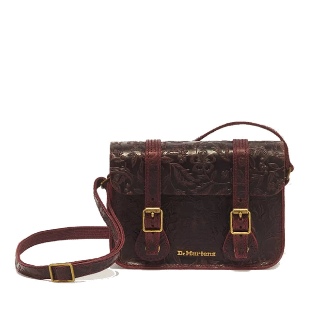 Dr Martens 7 Inch Satchel Cherry Red Crazy Horse Leather Embossed