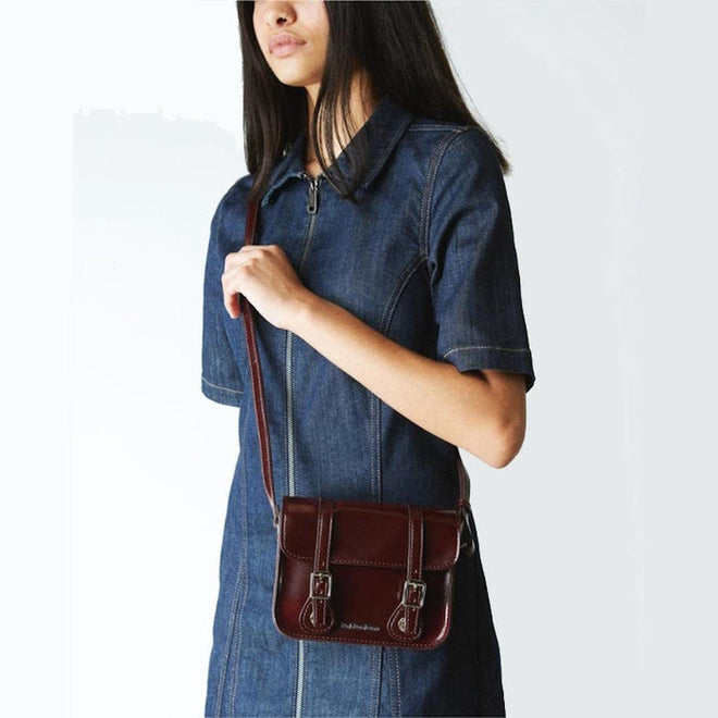 Dr Martens 7 Inch Satchel Vegan Cherry Red Oxford Brush