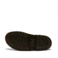 The image displays the black rubber sole of the Dr Martens Gryphon Sandal Black Atlas Leather, viewed from underneath. The tread has horizontal and vertical grooves, with a central logo and text, all against a plain white background., 190665783414, 190665783421, 190665783438, 190665783452, 190665783469, 50536