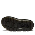 The image displays the sole of the Dr Martens Zebzag Sepia Brown Nubuck 2 Strap Sandal, showcasing a rugged tread with deep grooves and textured sections for enhanced grip and durability, made from premium milled nubuck., 190665790603, 190665790610, 190665790627, 190665790641, 190665790658, 190665790665