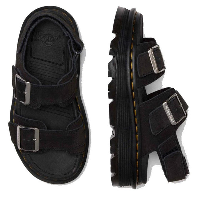 Dr Martens Zebzag Black EH Suede 2 Strap Sandal w/Back Strap