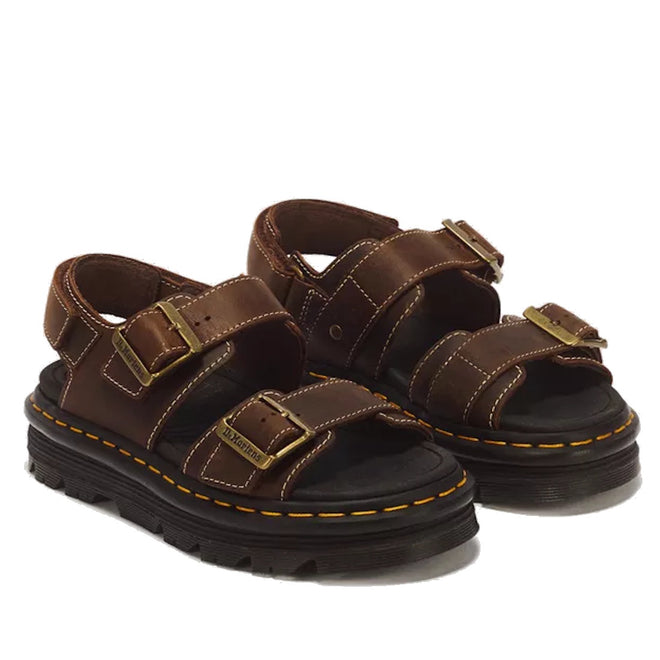Dr Martens Zebzag Crazy Horse Brown 2 Strap Sandal