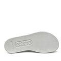 The image displays the textured white sole of the Ecco Flowt Black Womens Active Sandal, featuring the ECCO brand name embossed at the center., 48662, 809704992501, 809704992518, 809704992525, 48666