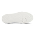 The image displays the white outsole of the Ecco Street Tray White Womens Leather Sneaker Clearance, featuring a textured geometric pattern, embossed "ecco" branding, and a circular design near the heel., 41656, 737428602638, 737428602645, 737428602652, 41660