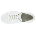 Top view of the Ecco Street Tray White Womens Leather Sneaker Clearance, crafted in full-grain leather with white laces and a clean, minimal design—ideal for women’s athleisure wear., 41656, 737428602638, 737428602645, 737428602652, 41660