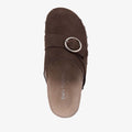 EMU Amber Brown scuff sandal top down view showing with a buckle on a white background.,
9330071982563,
9330071982570,
9330071982587,, 9330071982563, 9330071982570, 9330071982587, 46582, 46583
