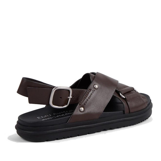 Emu Faye Espresso Brown Leather Sandal w/Back Strap