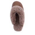 Top view of the EMU Women's Jolie Mocha Slipper Scuff, featuring soft suede and plush sheepskin lining—these cozy Australian slippers offer comfort for both indoor and outdoor wear., 51650, 9330071975503, 9330071975510, 9330071975527, 9330071975534, 51655