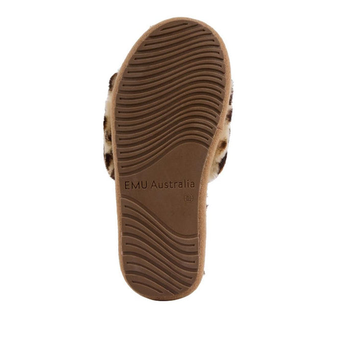 EMU Women's Mckay Leopard Print Sheepskin Scuff Slipper Slide
