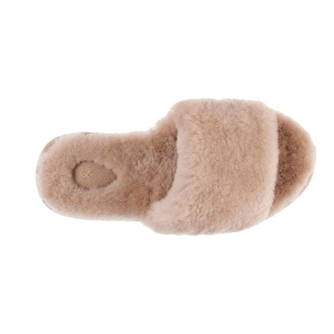 A top down view of a EMU Mckay scuff slide sheepskin slipper showing the sheepskin over the top of the foot and the footbed.,
9330071962831,
9330071962848,
9330071962855,
9330071962862,
