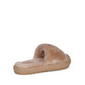 The heel to front view of the right outer foot of the EMU Mckay scuff Slide slipper in Cmael beige sheepskin. Shows the sheepskin on the foot bed and unber the strap that goes over the top of the foot. A slightly thicker cushiones beige sole.,
9330071962831,
9330071962848,
9330071962855,
9330071962862,