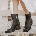 EMU Zeil Leather Calf  Block Heeled Boot Black WATERPROOF