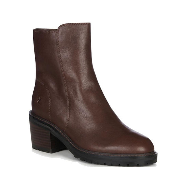 EMU Zeil Leather Calf Block Heeled Boot Walnut Brown