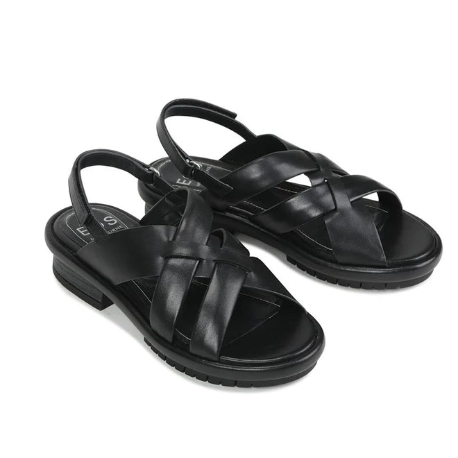 EOS Finix Black Womens Leather Slingback Sandal