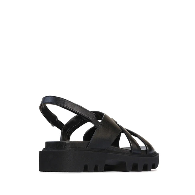 EOS Finix Black Womens Leather Slingback Sandal