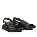 EOS Slayter Womens Black Leather Sandal with Back Strap
