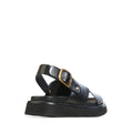 EOS Slayter Womens Black Leather Sandal with Back Strap