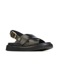 EOS Slayter Womens Black Leather Sandal with Back Strap