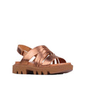 EOS Womens Fianah Low Heel Leather Sandal Metallic Copper