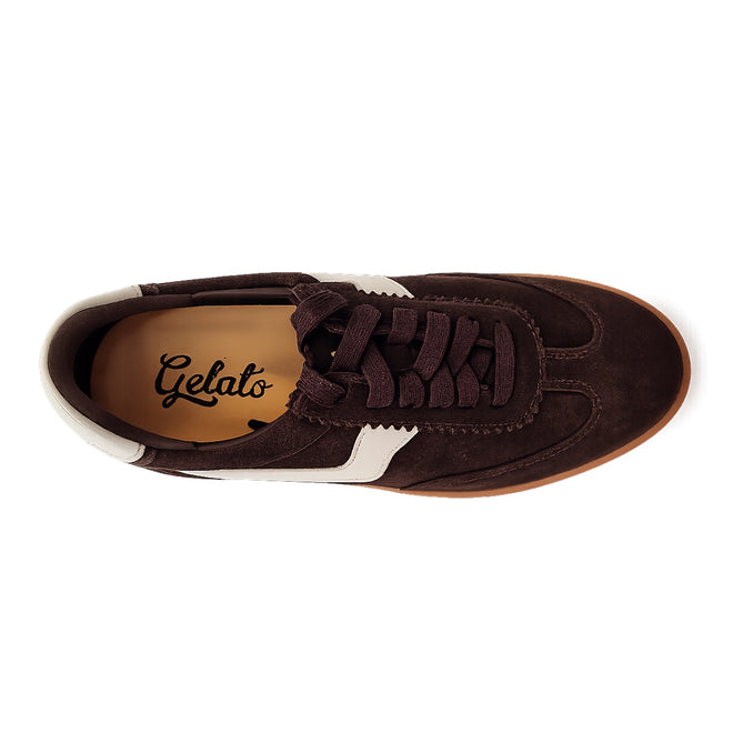 Gelato Staton Chocolate Brown / Swan Leather Lace Womens Sneaker