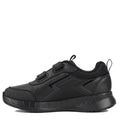 The Harrison Heat Black School Trainer features a low-profile leather upper, hook-and-loop straps, textured scuff-resistant sole, and zigzag side design. Shown in side view on white—ideal as a school sport shoe., 51761, 51762, 51763, 9361913036519, 9361913036533, 9361913036557, 9361913036571, 9361913036595, 9361913036618, 51770, 51771, 51761, 51762, 51763, 9361913036519, 9361913036533, 9361913036557, 9361913036571, 9361913036595, 9361913036618, 9361913036632, 51771