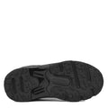 The image shows the bottom view of the Harrison Neo Black School Trainer sole, featuring textured tread, ridges, grooves, and geometric patterns for optimal grip and support—perfect for durable use as a school sports shoe., 51750, 51751, 9361913027661, 9361913027678, 9361913027685, 9361913027692, 51756, 9361913027715, 51758, 51759, 9361913027746
