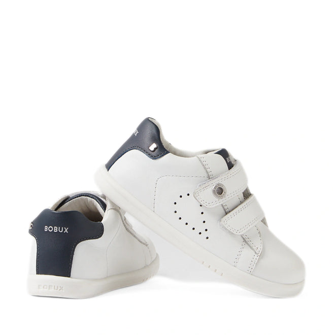 Bobux IW Iwalk Maverick Toddlers Leather Sneaker White Navy