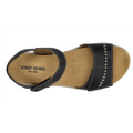 The Josef Seibel Juliet 03 Women’s Leather Comfort Sandal in black features visible white stitching, a tan footbed, and an ankle strap. Crafted from soft leather, this sandal has an insole stamped with “JOSEF SEIBEL EST. 1886.”., 4070372008955, 4070372008962, 4070372008979, 4070372008986, 4070372008993, 53162