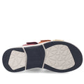 The image shows the sole of the Josef Seibel Estelle 11 Womens 3 Strap Leather Slide Amber Multi, featuring a geometric tread pattern in white with black accents on the toe and heel areas. The design highlights the craftsmanship typical of high-quality leather footwear., 4062838995039, 4062838995046, 4062838995053, 4062838995060, 4062838995077, 4062838995084