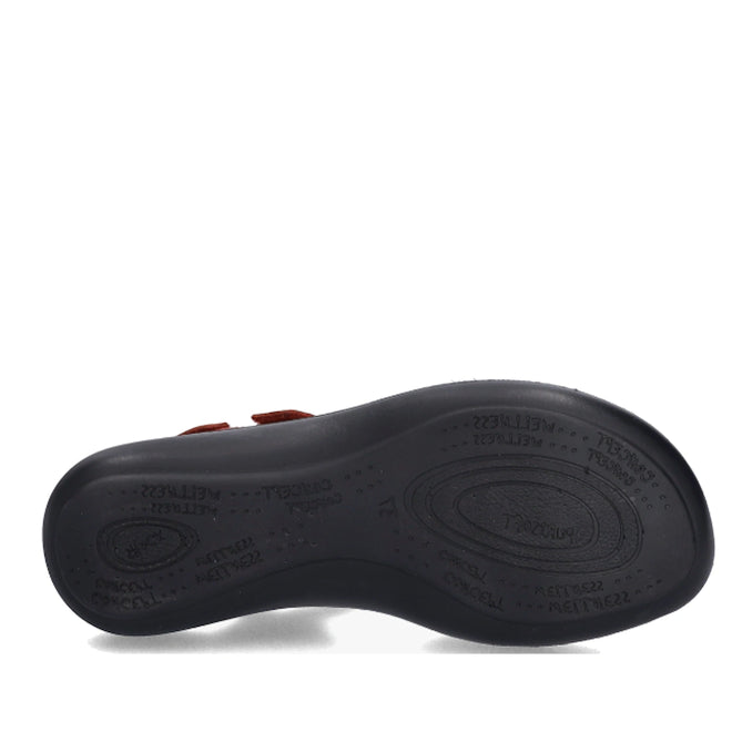 The image displays the bottom view of a black shoe sole featuring textured patterns, grooves, and various text markings for grip and branding—distinctive of JOSEF SEIBEL footwear. This detailed outsole design is typical of their popular women’s sandals, such as the Josef Seibel Ibiza 86 Womens Leather Comfort Sandal in Rot Red., 53187, 4062838863208, 4062838863215, 4062838863222, 53191, 53192
