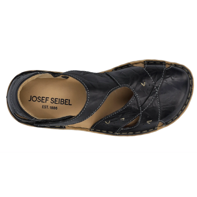 Josef Seibel Rosalie 03 Black Leather Womens Covered Toe Sandal